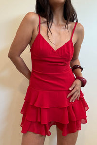Chiffon Ruffle Hem Mini Dress
