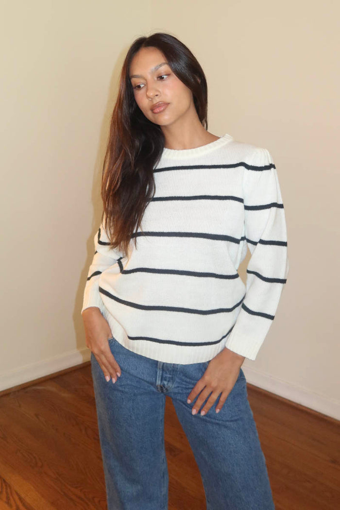 Striped Puff Sleeve Sweater