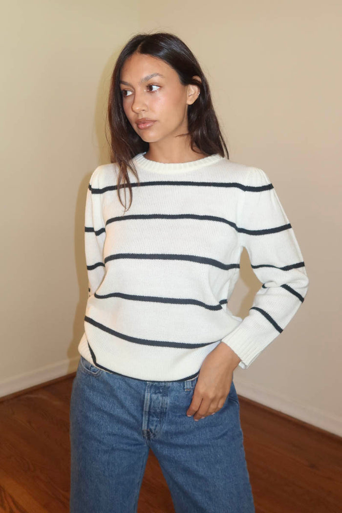 Striped Puff Sleeve Sweater