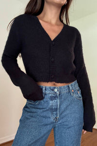 Wool Blended Lightweight Knit Cropped Cardigan