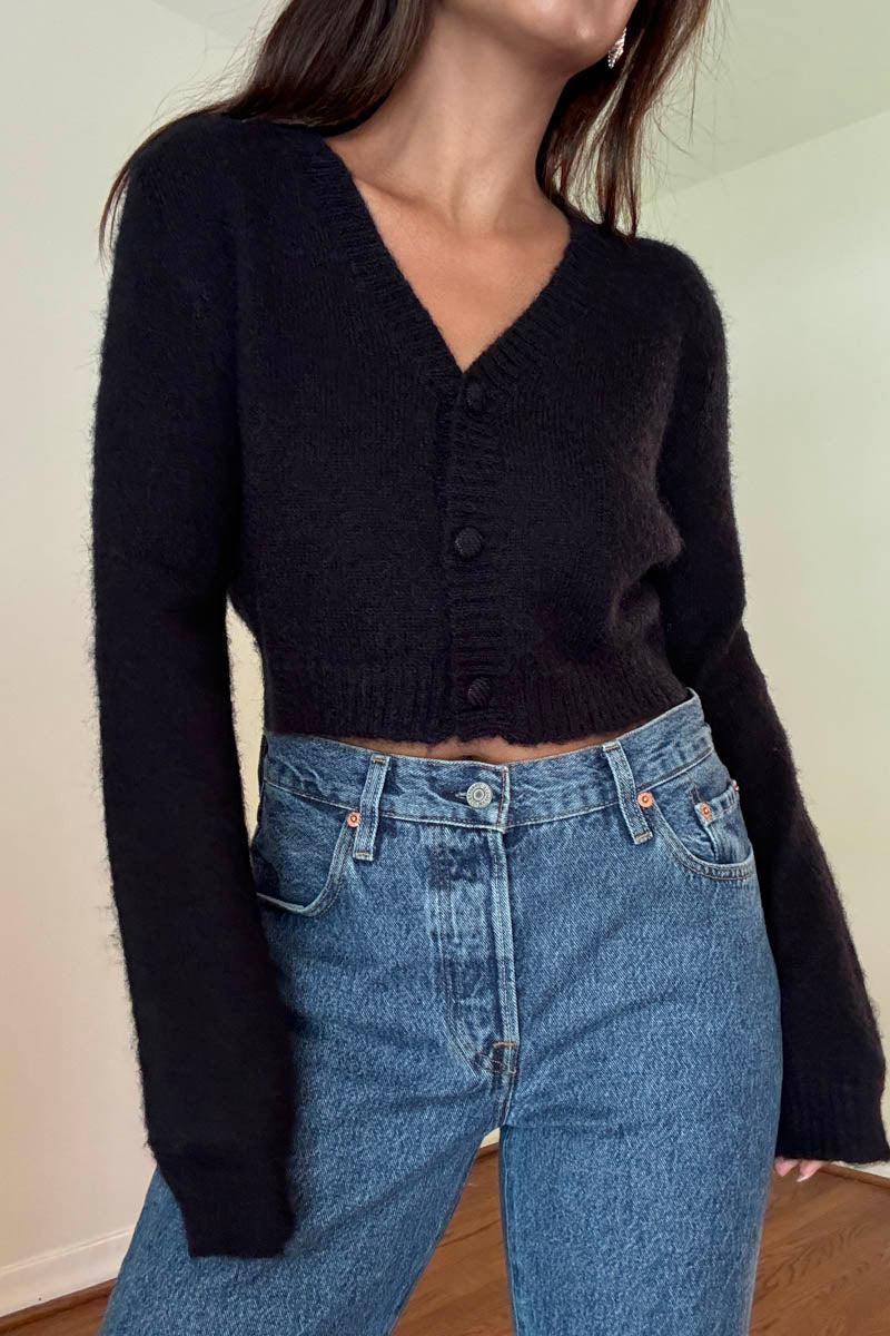 Wool Blended Lightweight Knit Cropped Cardigan