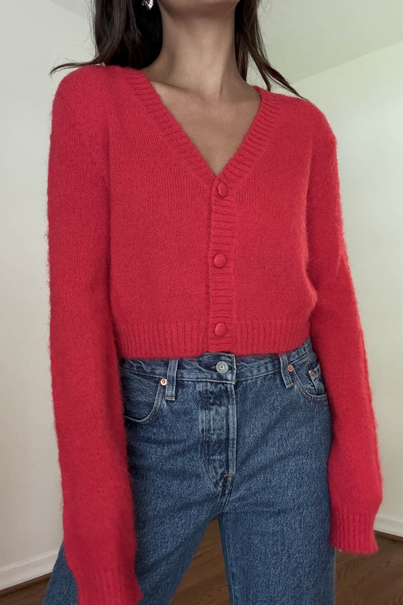 Wool Blended Lightweight Knit Cropped Cardigan