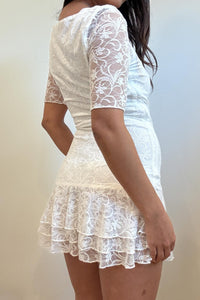 Floral Lace Square Neck Mini Dress