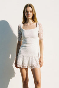 Floral Lace Square Neck Mini Dress