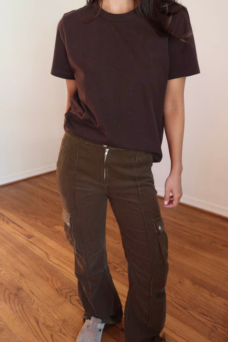 Washed Corduroy Cargo Pants