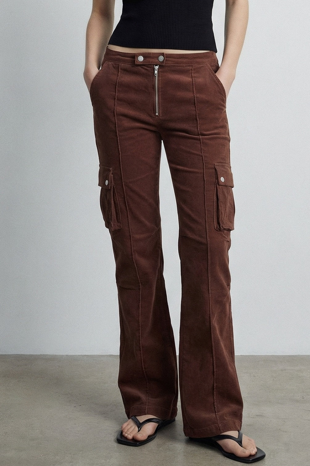 Washed Corduroy Cargo Pants