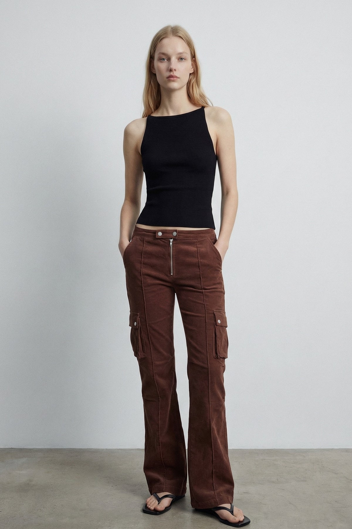 Washed Corduroy Cargo Pants