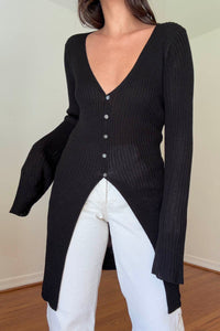 Ribbed Knit Long Cardigan