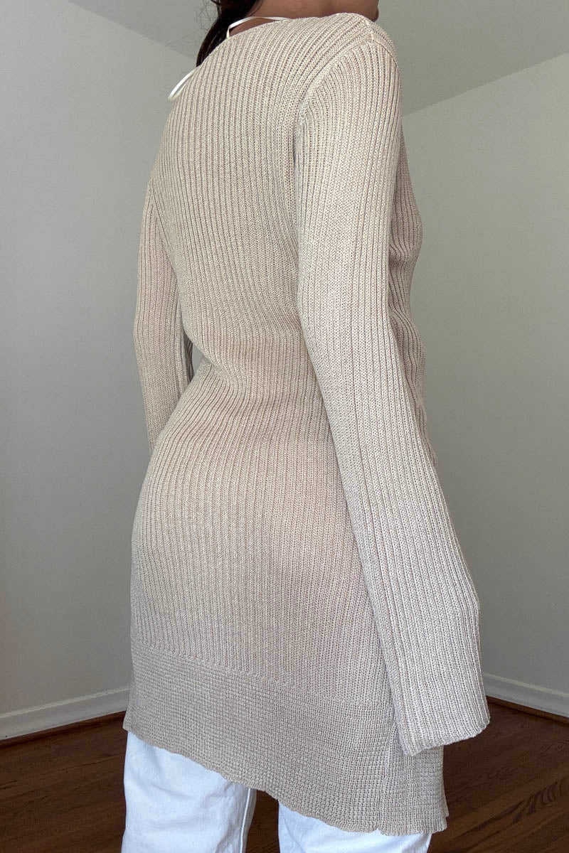 Ribbed Knit Long Cardigan