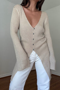 Ribbed Knit Long Cardigan