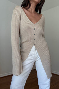 Ribbed Knit Long Cardigan