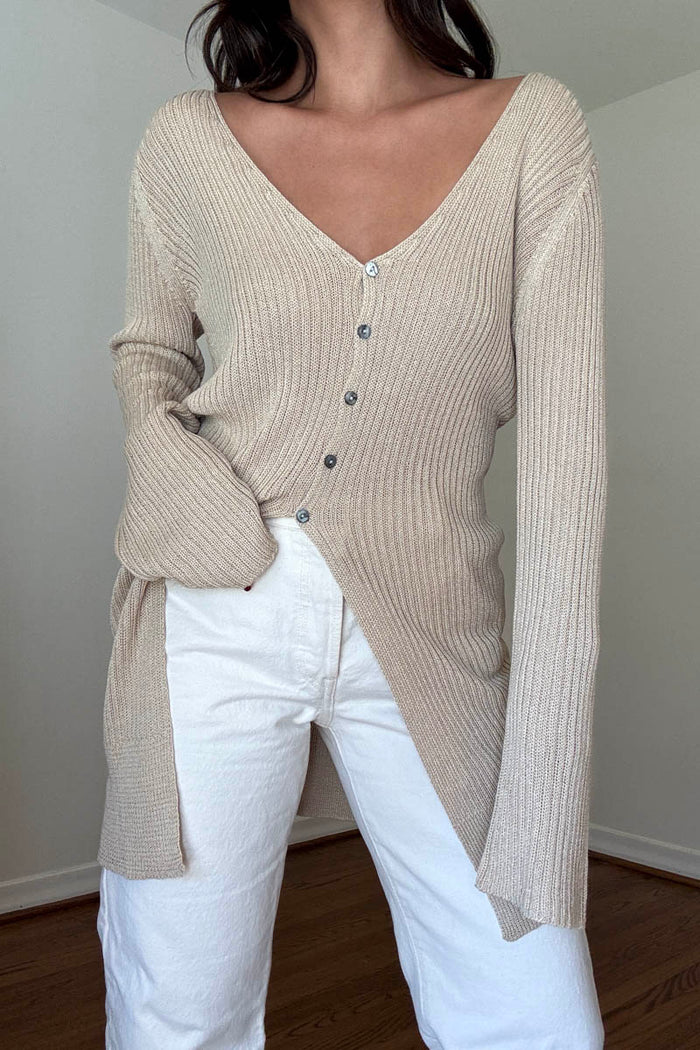 Ribbed Knit Long Cardigan