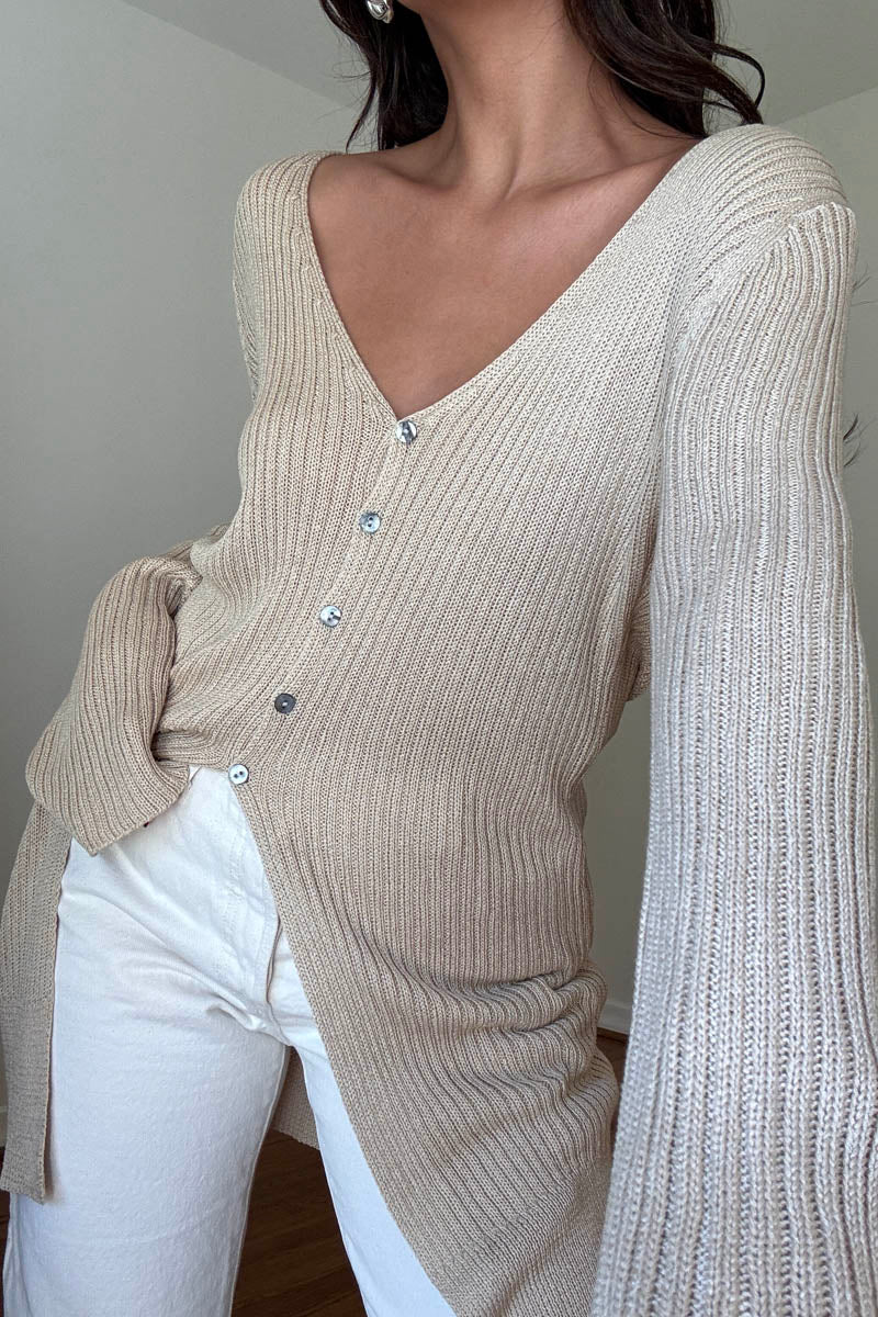 Ribbed Knit Long Cardigan