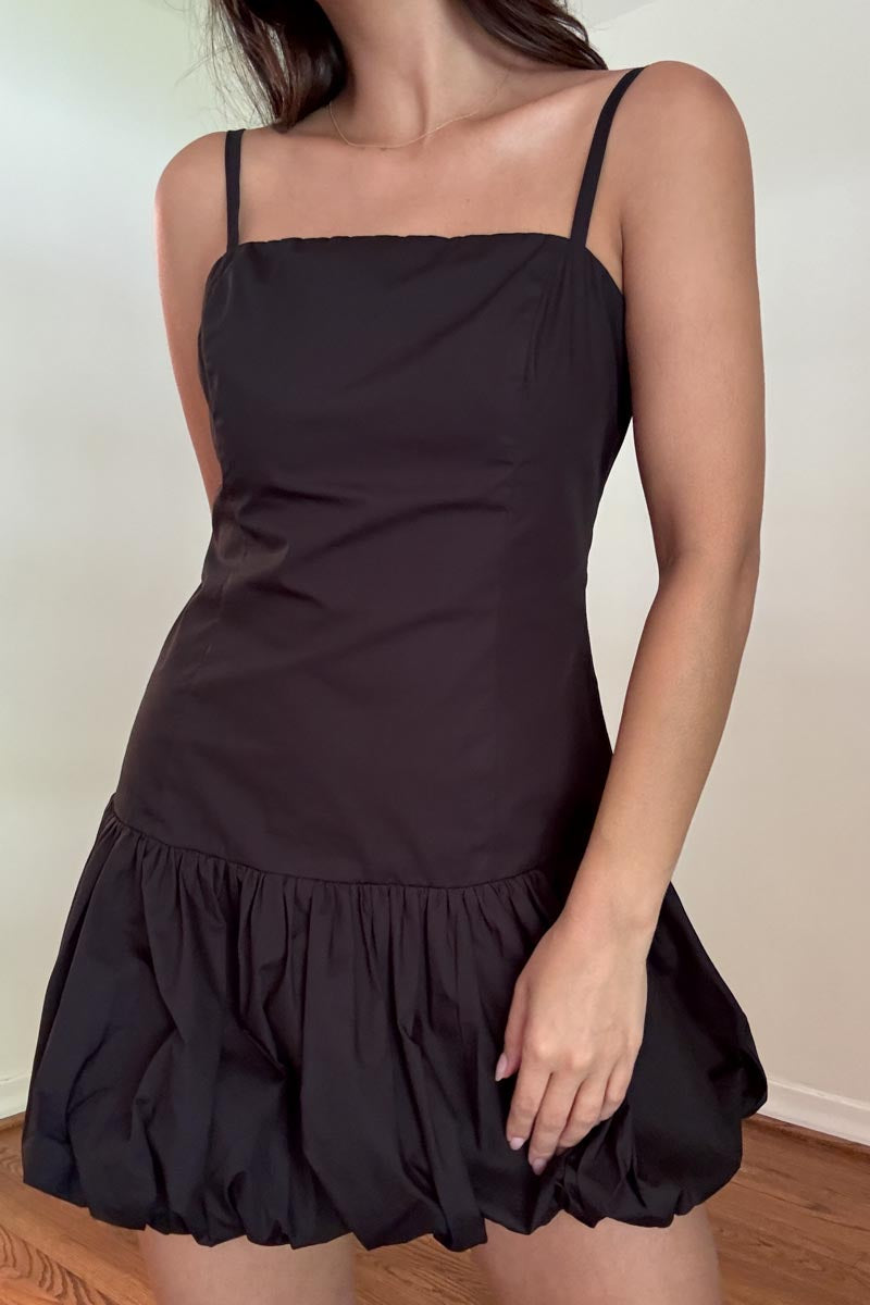 black mini balloon dress BALLOON BLACK MINI DRESS | CULT MIA