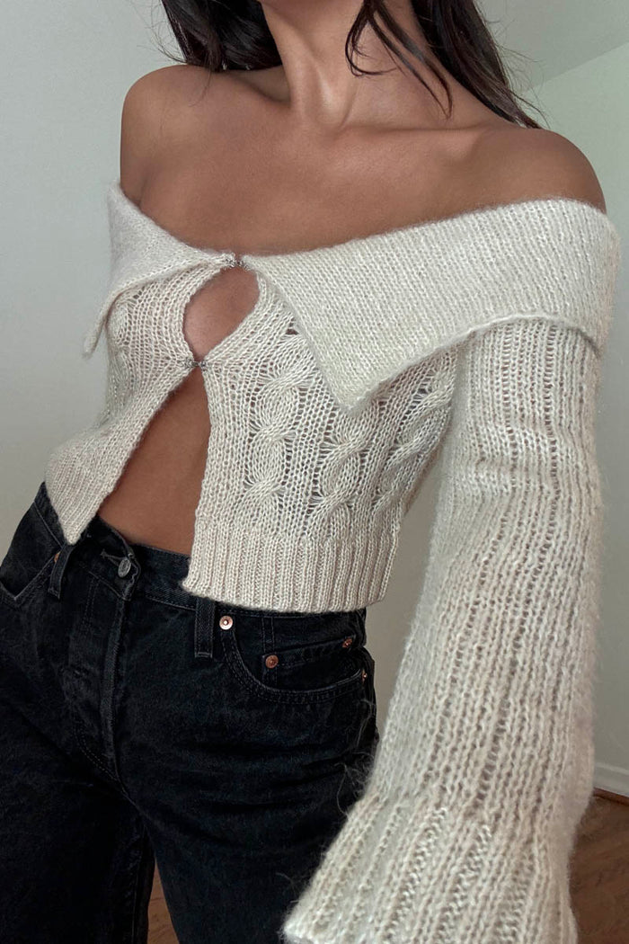 Off The Shoulder Collar Cardigan