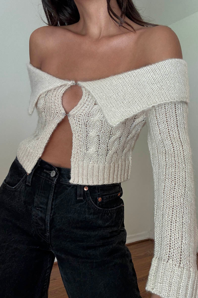 Off The Shoulder Collar Cardigan