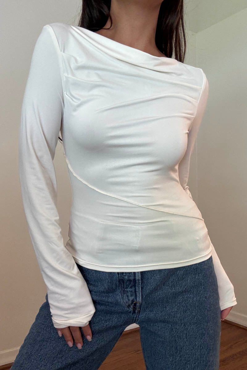 Cowl Neck Long Sleeves Top