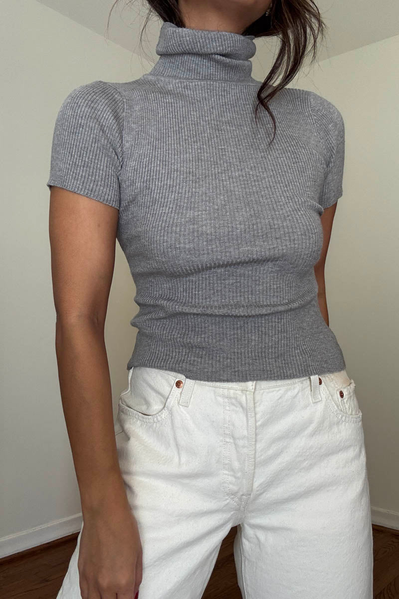 Turtleneck Short Sleeves Top