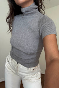 Turtleneck Short Sleeves Top