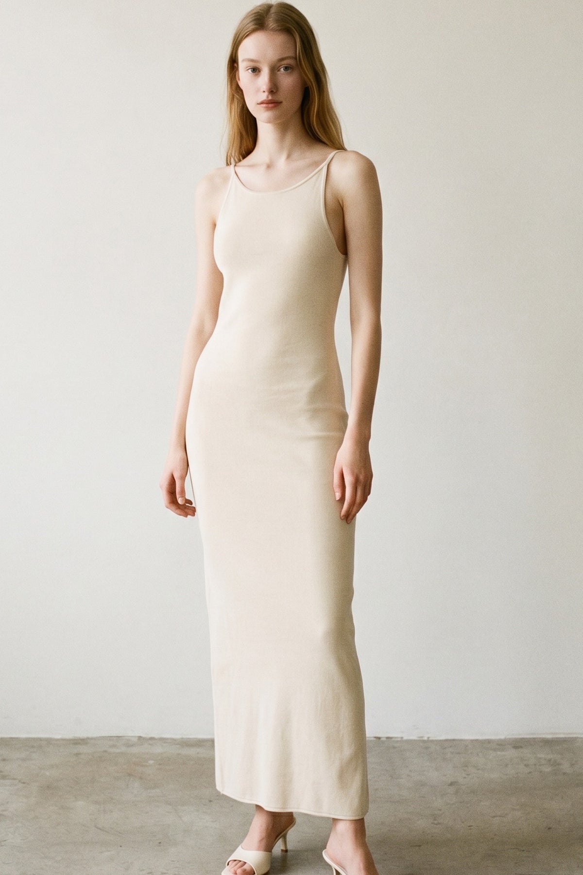 Open Back Knit Midi Dress