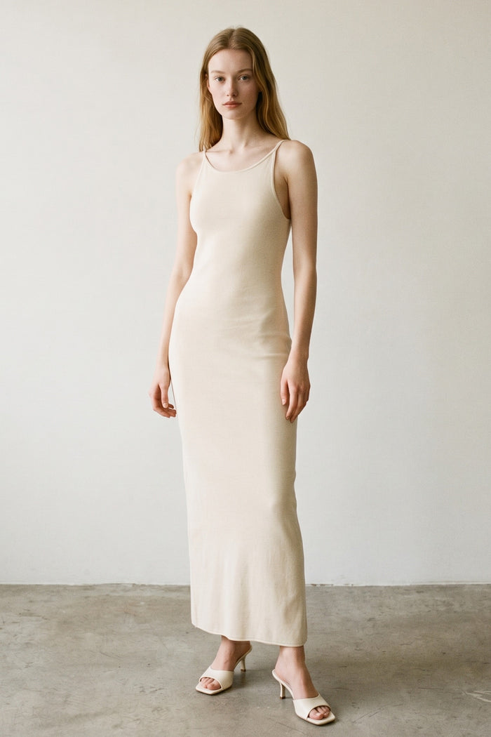 Open Back Knit Midi Dress