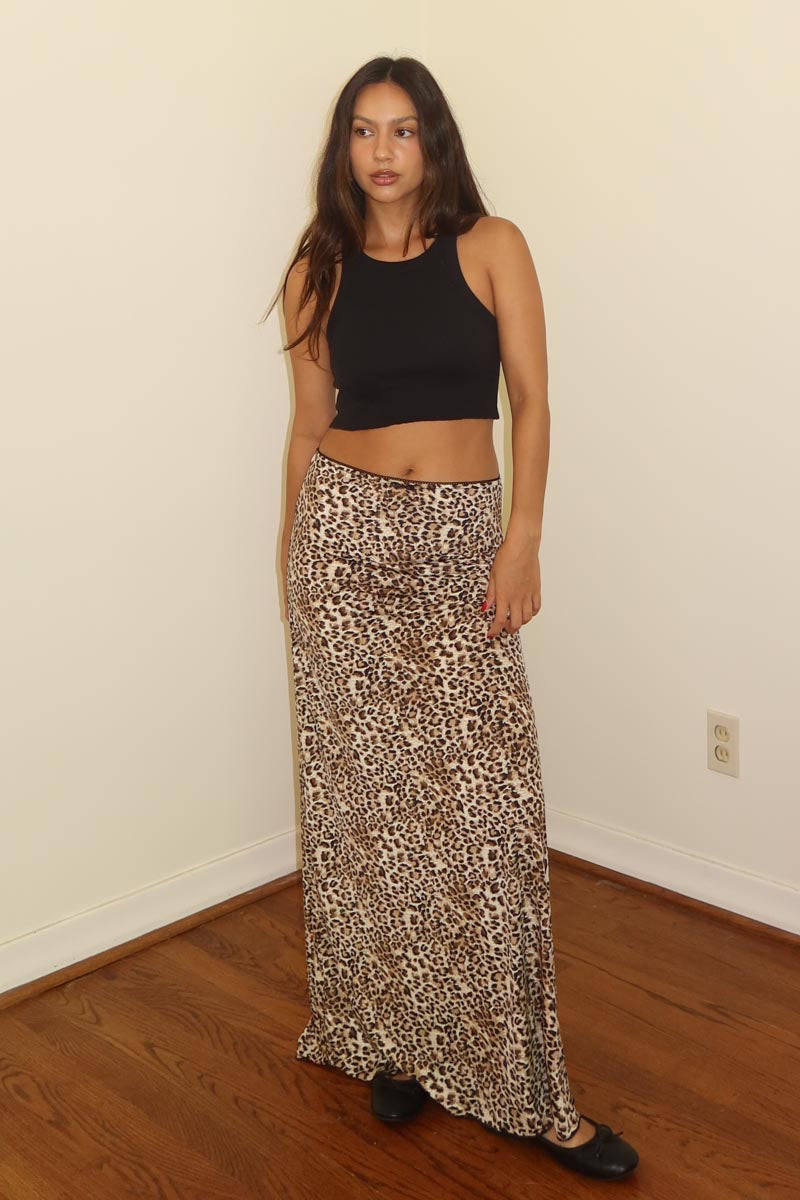 Leopard Printed Maxi Skirt