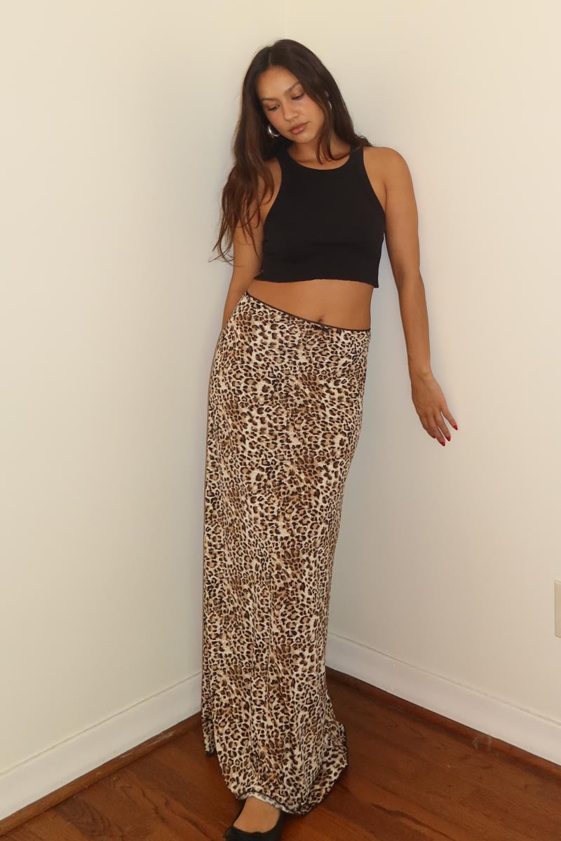 Leopard Printed Maxi Skirt