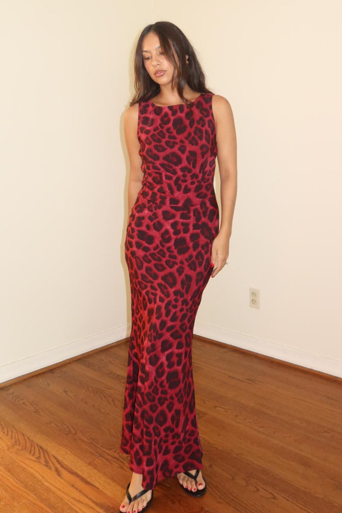 Satin Leopard Printed Slip Dress