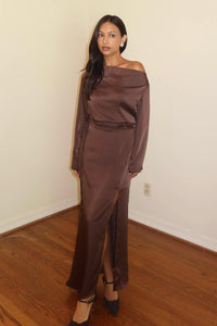 Satin Wide Cowl Neck Dress