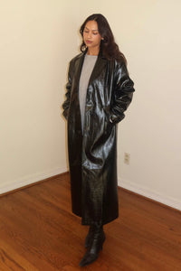 Oversized Faux Croc Textured Coat