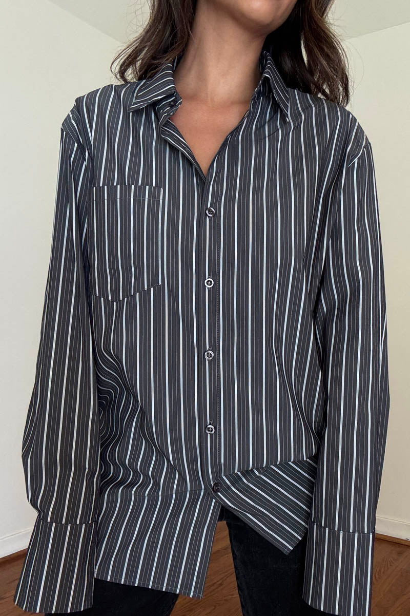 Oversized Stripe Poplin Shirt