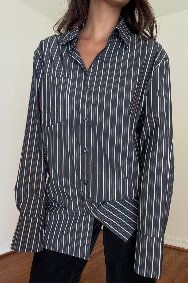 Oversized Stripe Poplin Shirt