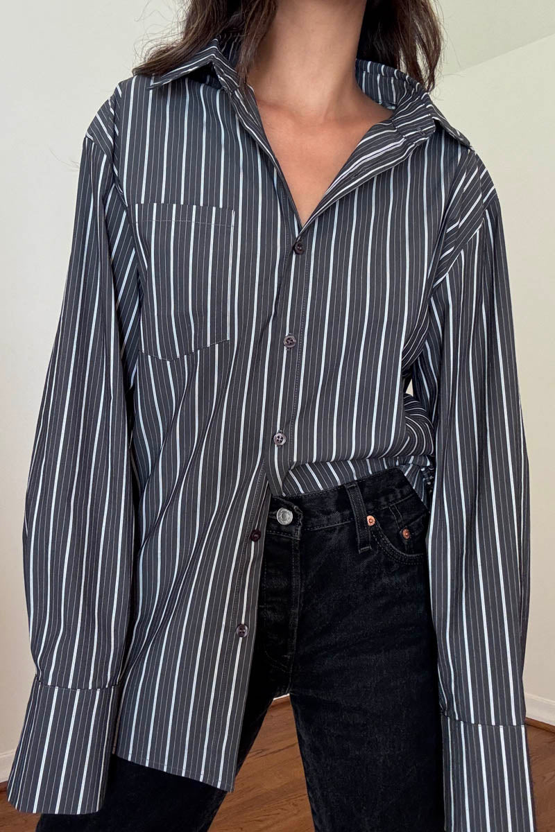 Oversized Stripe Poplin Shirt