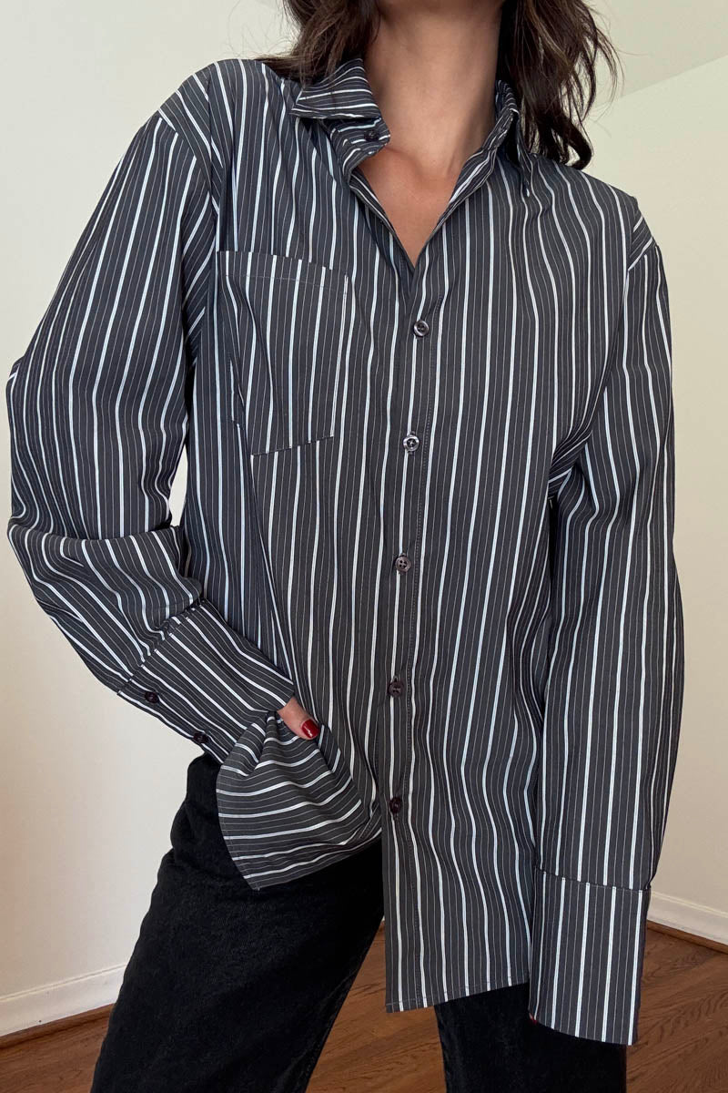 Oversized Stripe Poplin Shirt