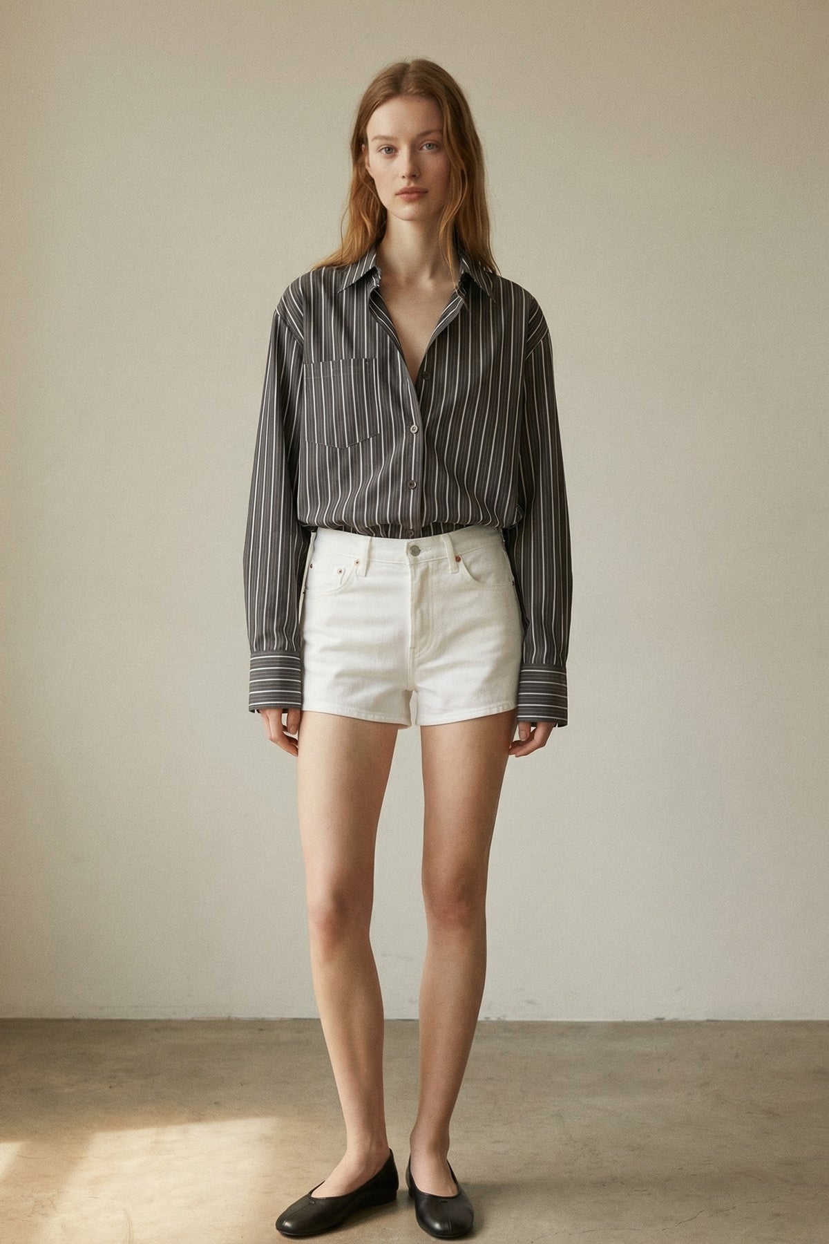 Stripe Oversized Button Down Long Sleeve Shirt