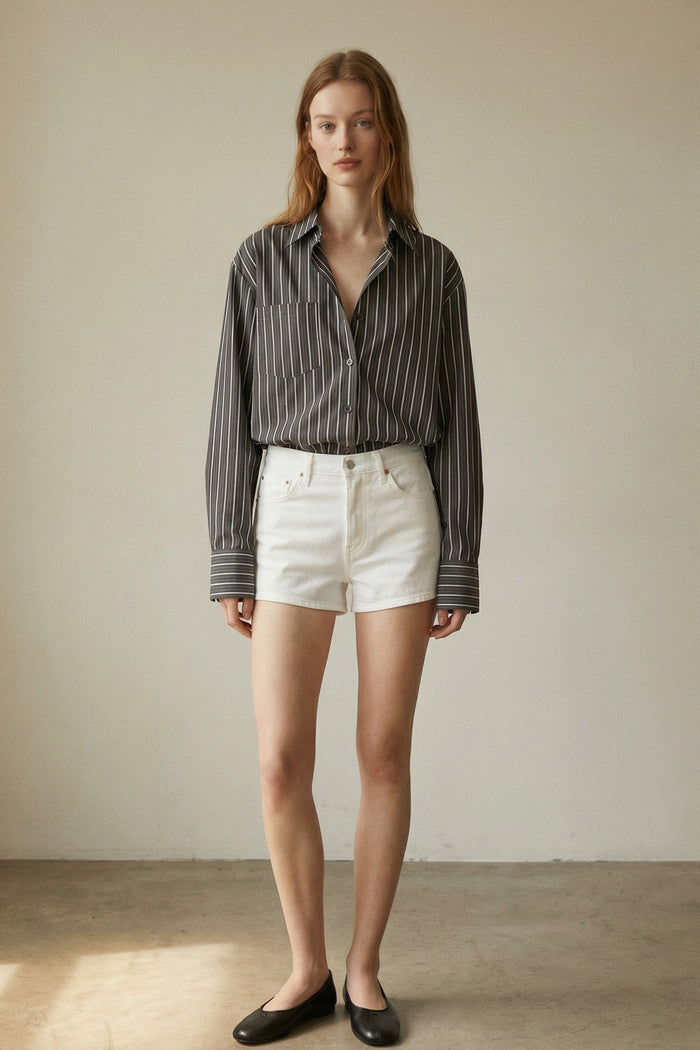 Stripe Oversized Button Down Long Sleeve Shirt