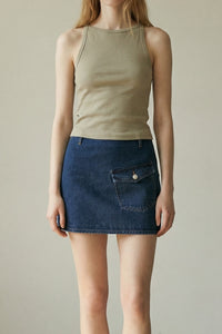 Denim Cargo Mini Skirt