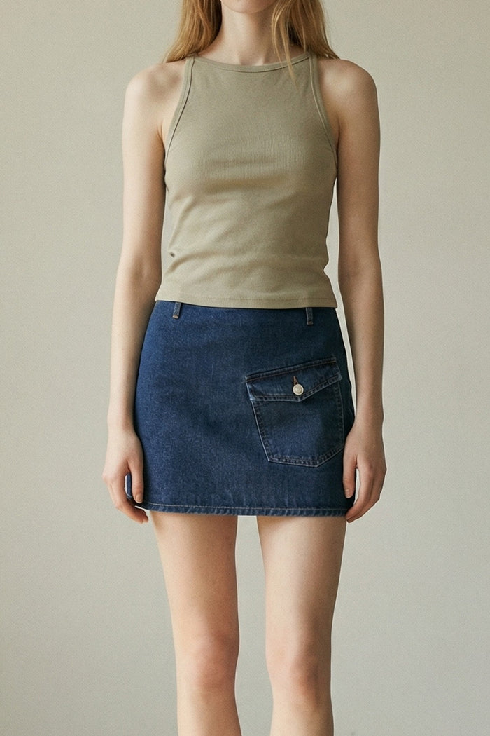 Denim Cargo Mini Skirt