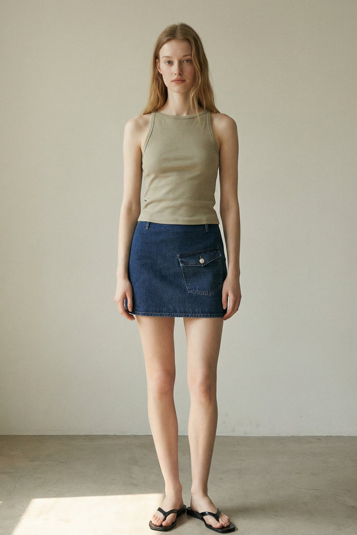 Denim Cargo Mini Skirt