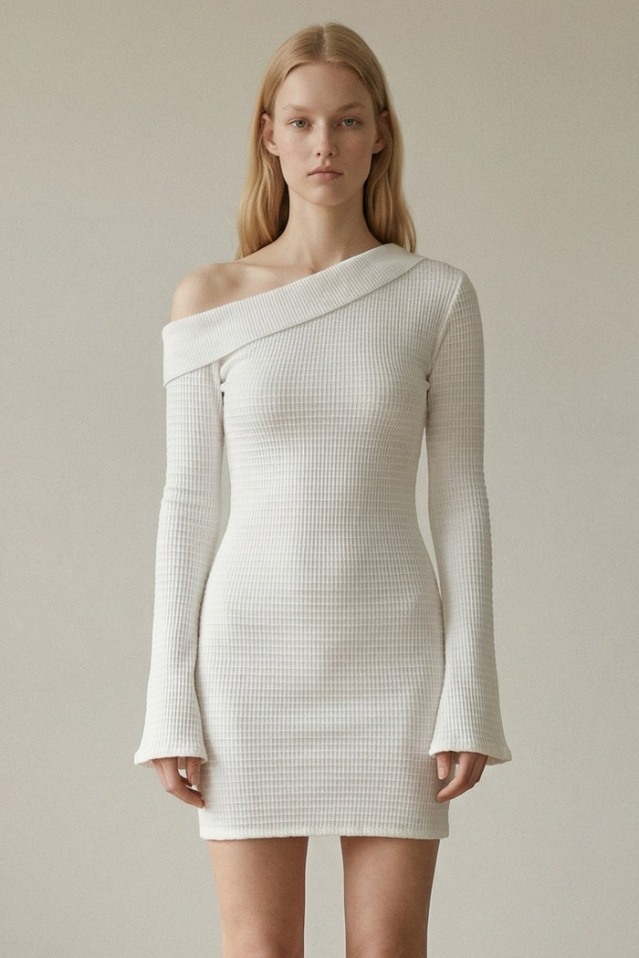 Asymmetric Off Shoulder Mini Dress