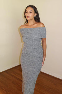 Striped Knit Off-Shoulder Top & Midi Skirt Set
