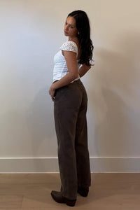 Eyelet Square Neck Button Front Crop Top