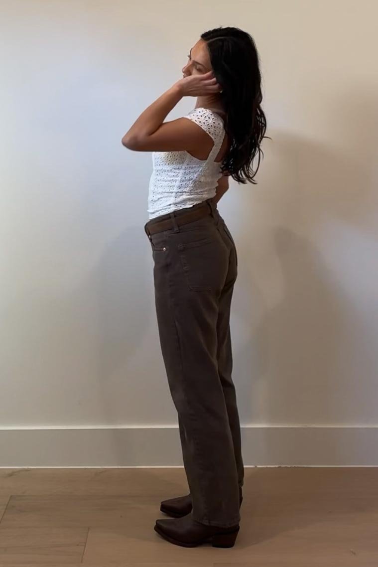 Eyelet Square Neck Button Front Crop Top