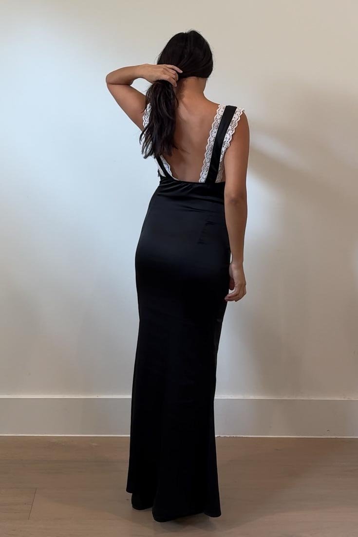 Satin V Neck Maxi Dress