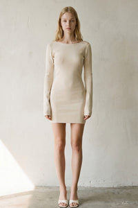 Knit Open Back Long Sleeve Mini Dress