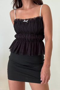 Contrast Bow Textured Spaghetti Strap Cami