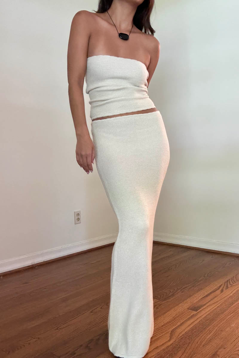 Textured Knit Tube Top & Maxi Skirt Sets