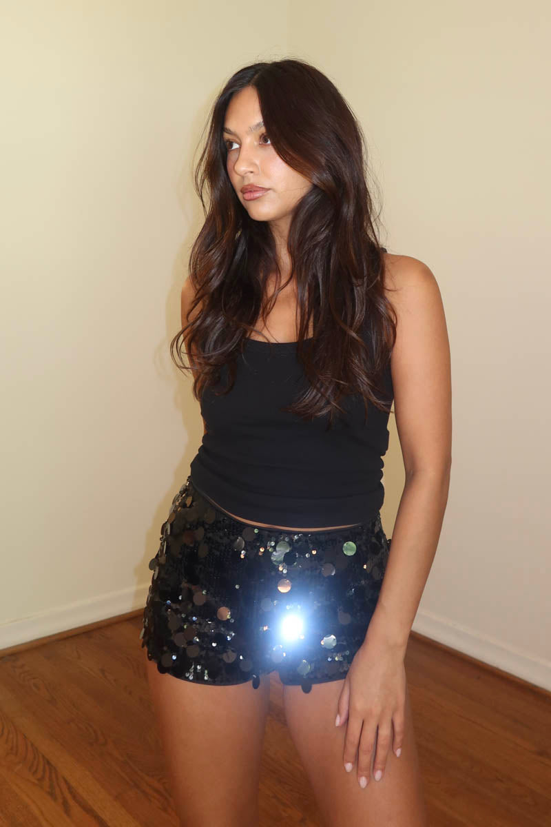 Sequins Low Waist Shorts