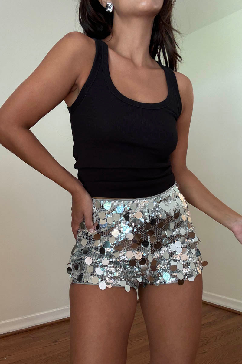 Sequins Low Waist Shorts