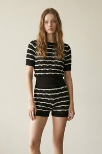 Stripe Knit Top and Shorts Sets